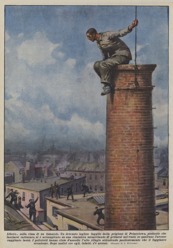 Libre en la cima de una chimenea de Achille Beltrame