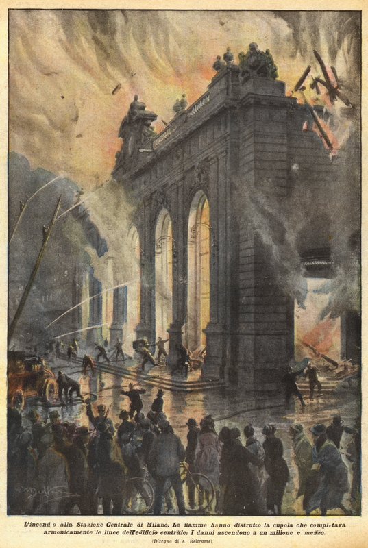 El incendio en la Estación Central de Milán de Achille Beltrame
