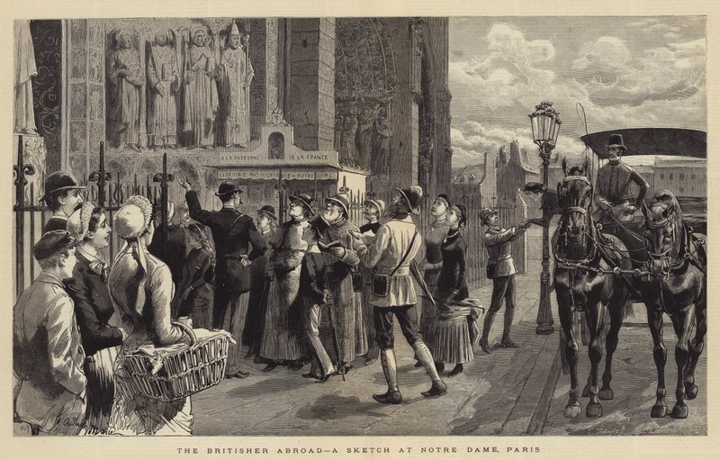 El británico en el extranjero, un boceto en Notre Dame, París de Adrien Emmanuel Marie