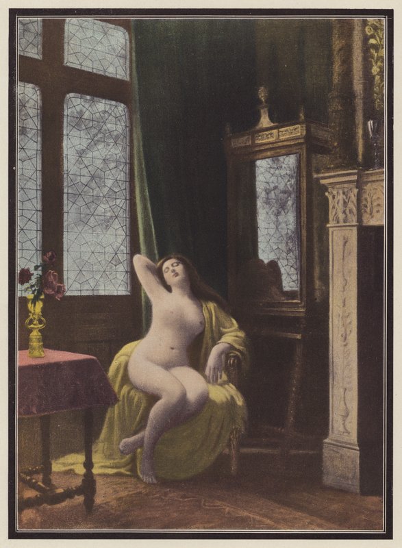 Mujer dormida (litografia en color) de Albert (after) Aublet