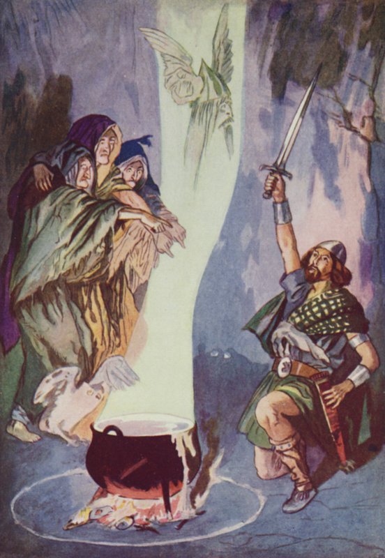 Shakespeare: Macbeth (litografía en color) de Albert Edward Jackson