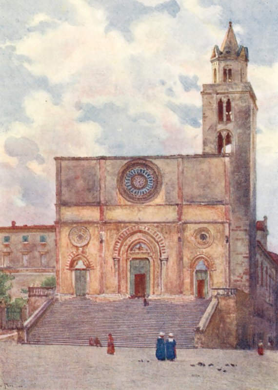 Catedral de Todi (litografía en color) de Alberto Pisa