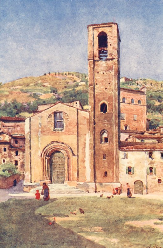San Juan Bautista, Gubbio (litografía en color) de Alberto Pisa