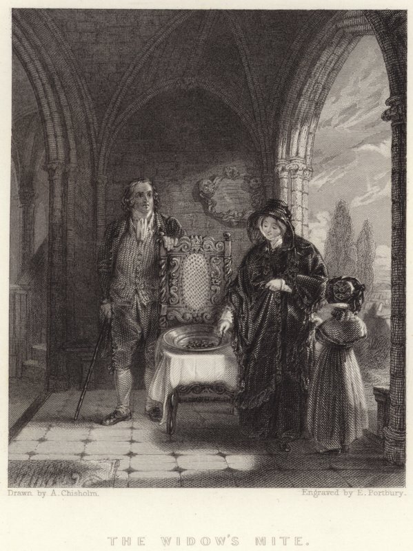 La ofrenda de la viuda (grabado) de Alexander (after) Chisholm