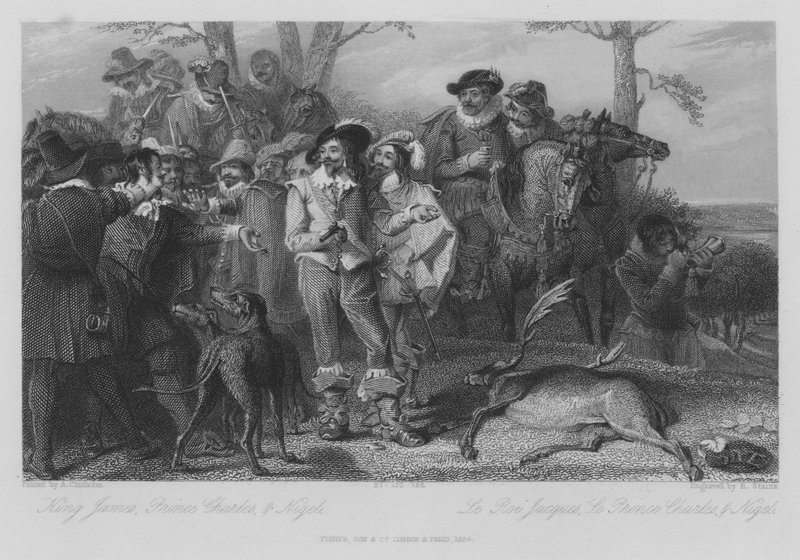 Rey Jacobo, Príncipe Carlos y Nigel (grabado) de Alexander Chisholm