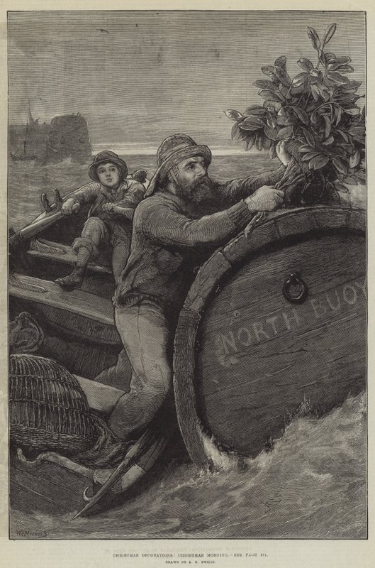 Decoraciones navideñas, mañana de Navidad de Alfred Edward Emslie