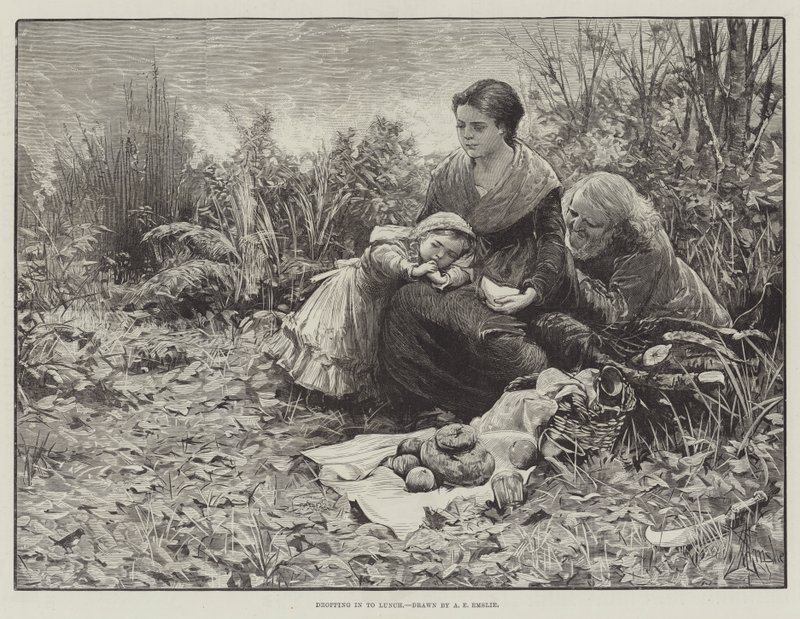 Cayendo para almorzar de Alfred Edward Emslie