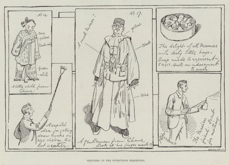 Bocetos en la Exposición de Invenciones de Alfred Courbould