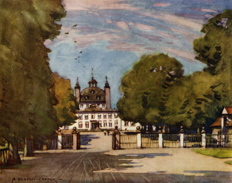 Dinamarca: Palacio de Fredensborg (litografia en color) de Alfred Heaton Cooper