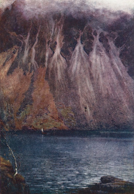 Distrito de los Lagos: Wastwater Screes (litografía en color) de Alfred Heaton Cooper