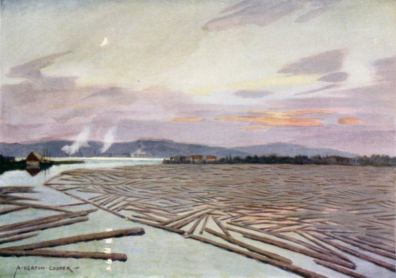 Madera en el río Angerman, Harnosand de Alfred Heaton Cooper