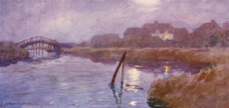 Walberswick, Suffolk, Luna y luz de lámpara de Alfred Heaton Cooper