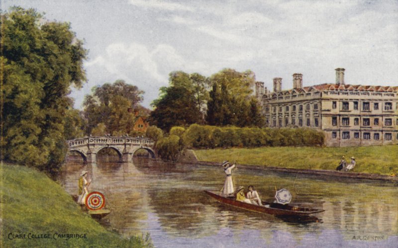Cambridge: Clare College (litografia en color) de Alfred Robert Quinton
