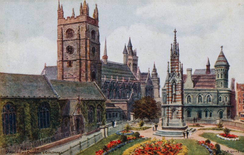Plymouth, Iglesia de San Andrés y Guildhall de Alfred Robert Quinton