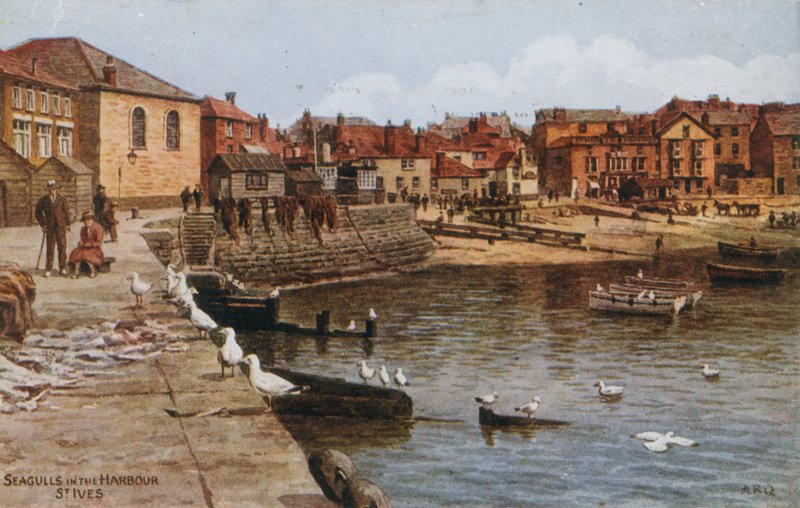 Gaviotas en el puerto, St Ives de Alfred Robert Quinton