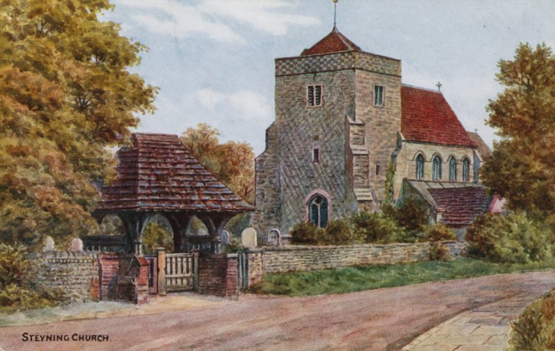 Iglesia de Steyning (litografía a color) de Alfred Robert Quinton