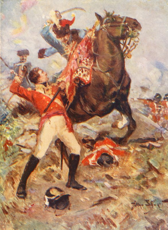 Salvar los colores en Albuera (litografía en color) de Allan Stewart