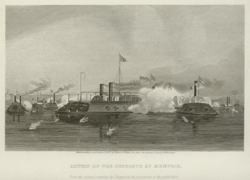 Acción de las cañoneras en Memphis, 1862 de Alonzo Chappel
