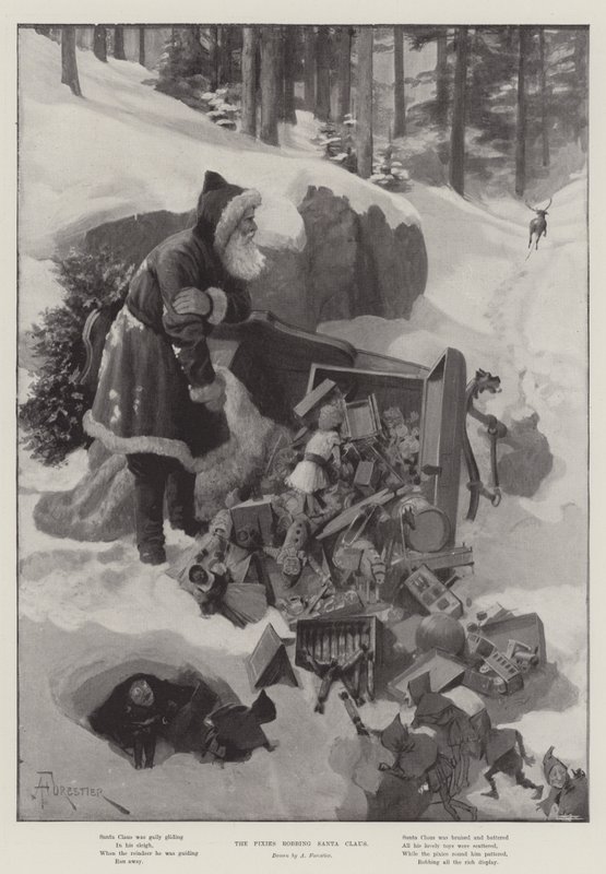 Los duendes robando a Santa Claus de Amedee Forestier