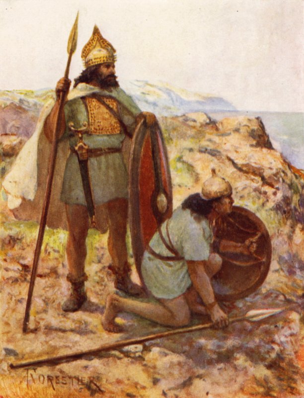 Guerreros de la Edad de Bronce itálica en vigilancia de after Amedee Forestier