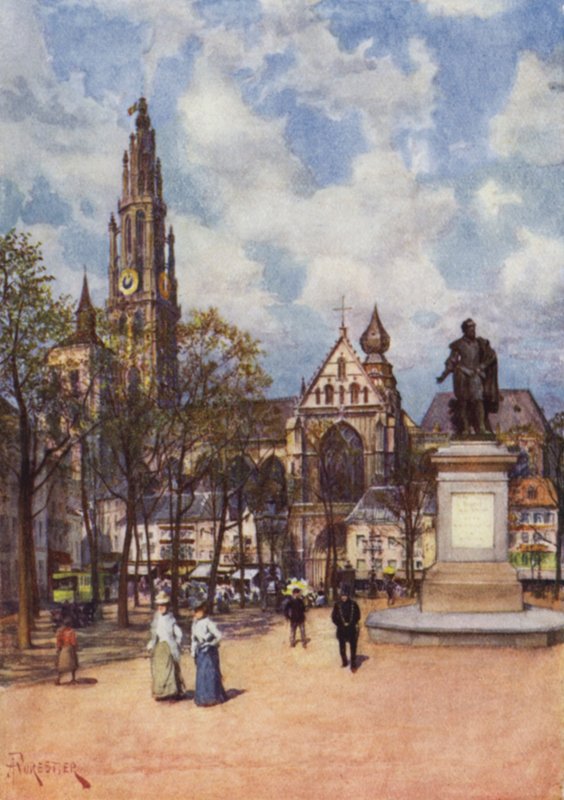 La Place Verte, Amberes de after Amedee Forestier