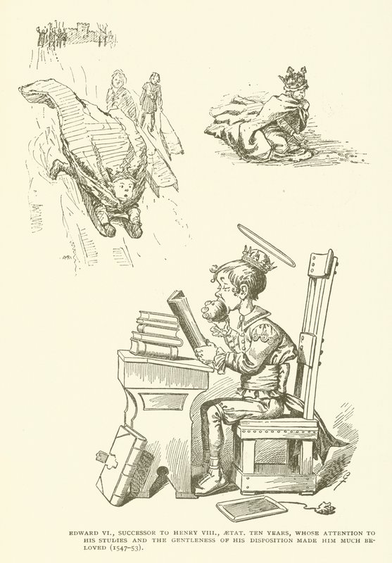 Eduardo VI, Sucesor de Enrique VIII, a los diez años, cuya atención a sus estudios y la gentileza de su disposición lo hicieron muy querido (1547-53) de American School