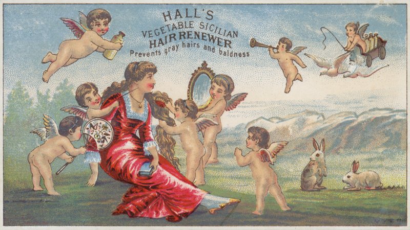Querubines cepillando el cabello de la dama de American School