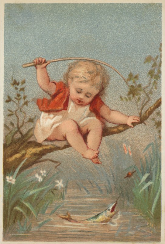 Niño pescando en un arroyo de American School