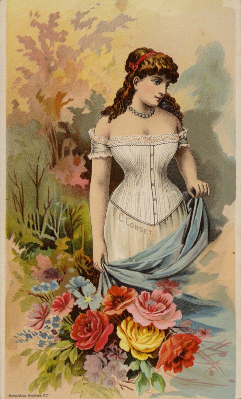 Señora usando corsé de American School