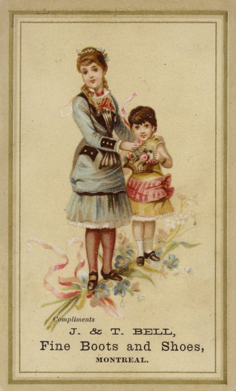 Dama y niña con cesta de flores de American School