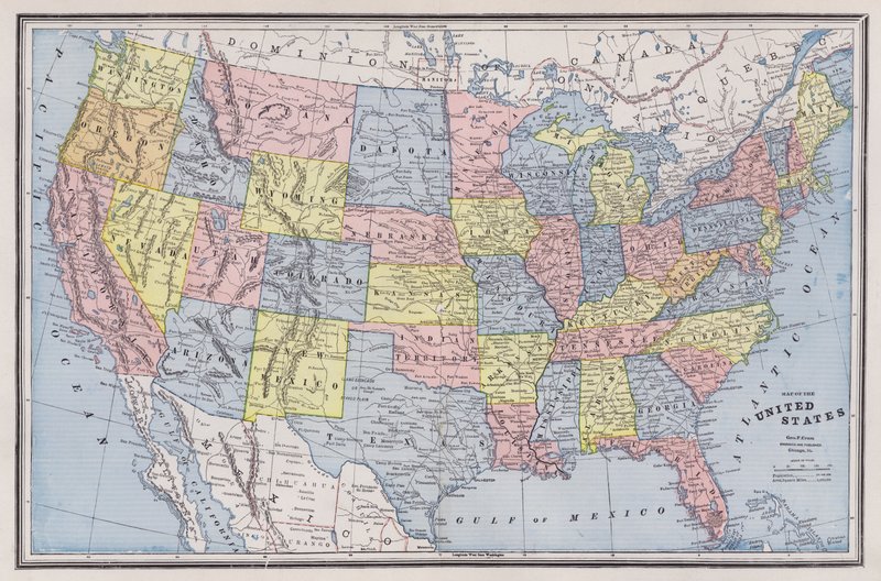 Mapa de los Estados Unidos de American School