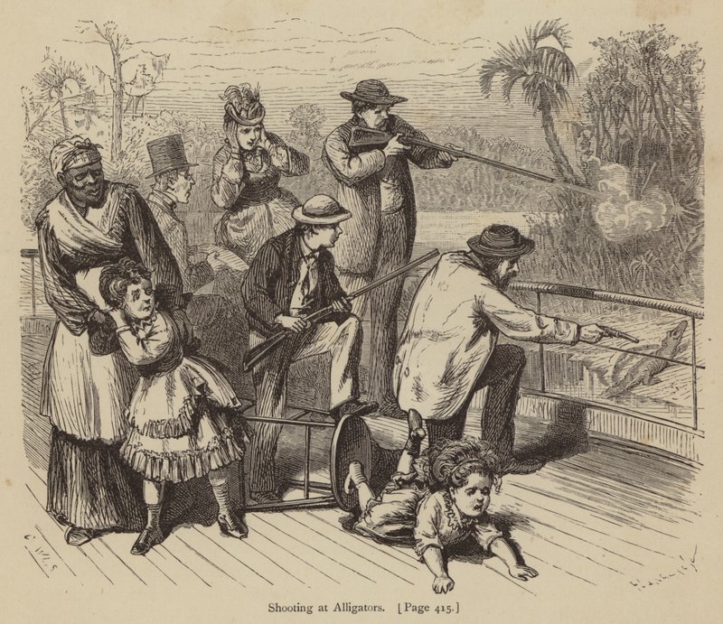 Disparando a los caimanes (grabado) de American School