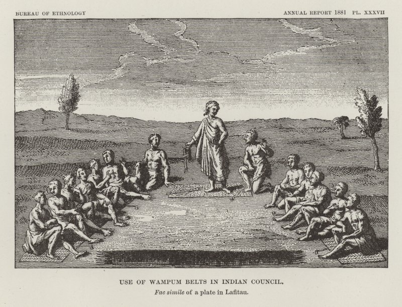 Uso de cinturones de wampum en el consejo indio de American School