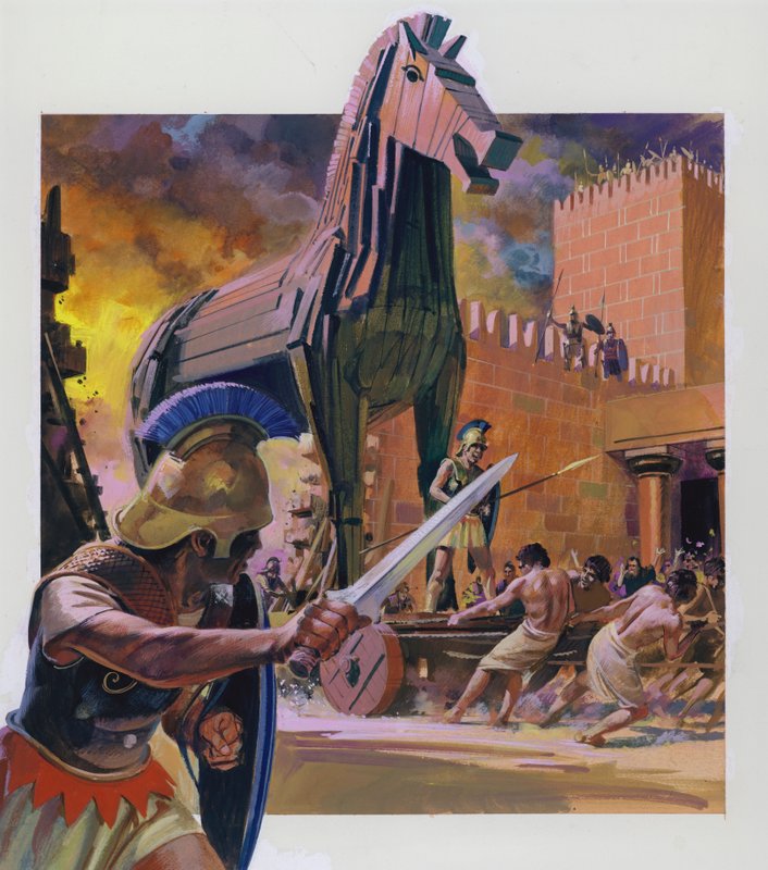 El Caballo de Troya (gouache sobre papel) de Andrew Howat