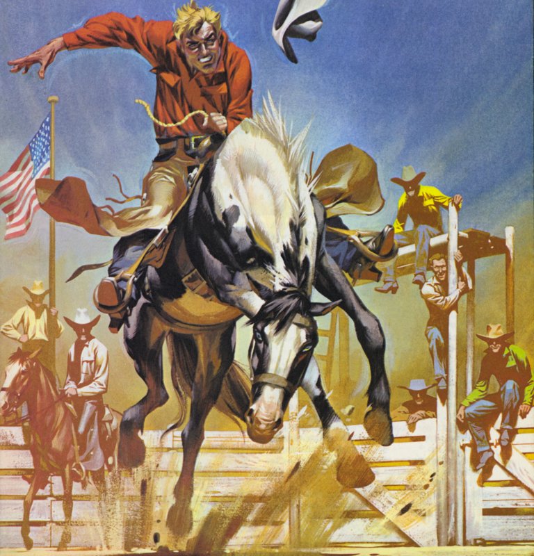 American bronco rider (litografía en color) de Angus McBride