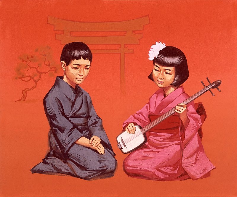 Niños japoneses con su traje nacional de Angus McBride