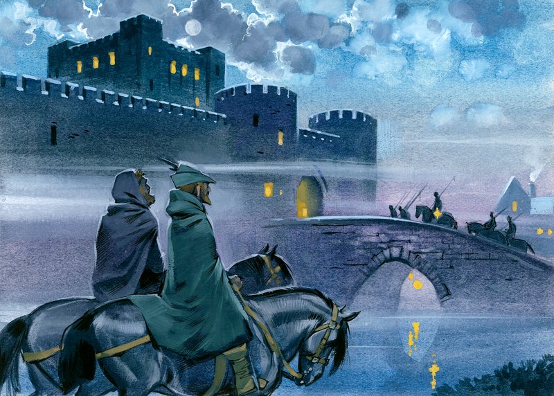 Robin Hood ante el castillo de Nottingham de Angus McBride
