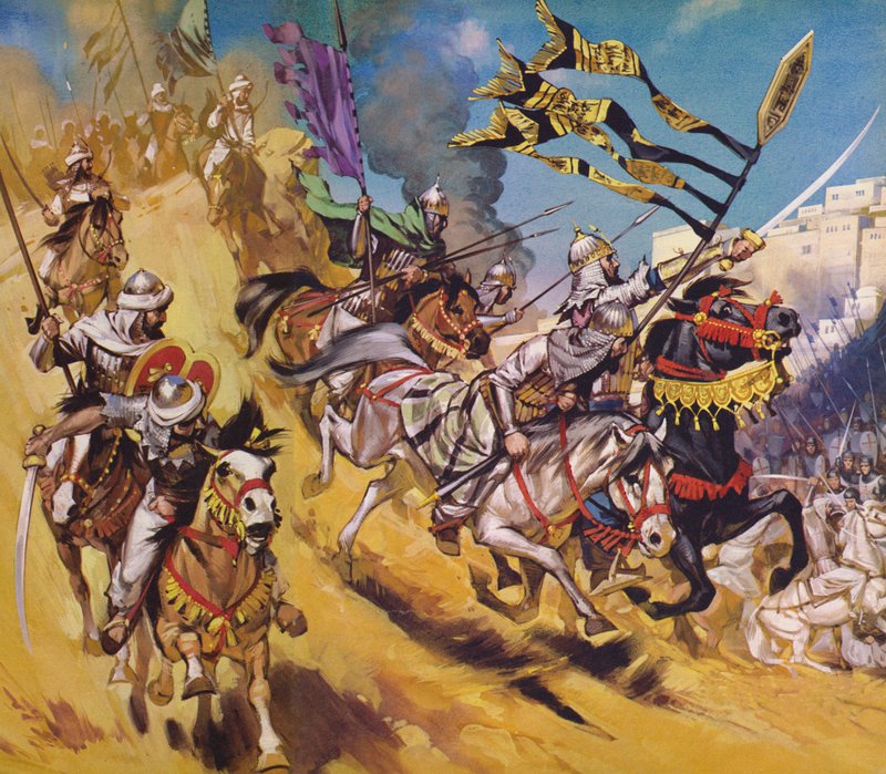 Saladino y sus sarracenos (litografía en color) de Angus McBride