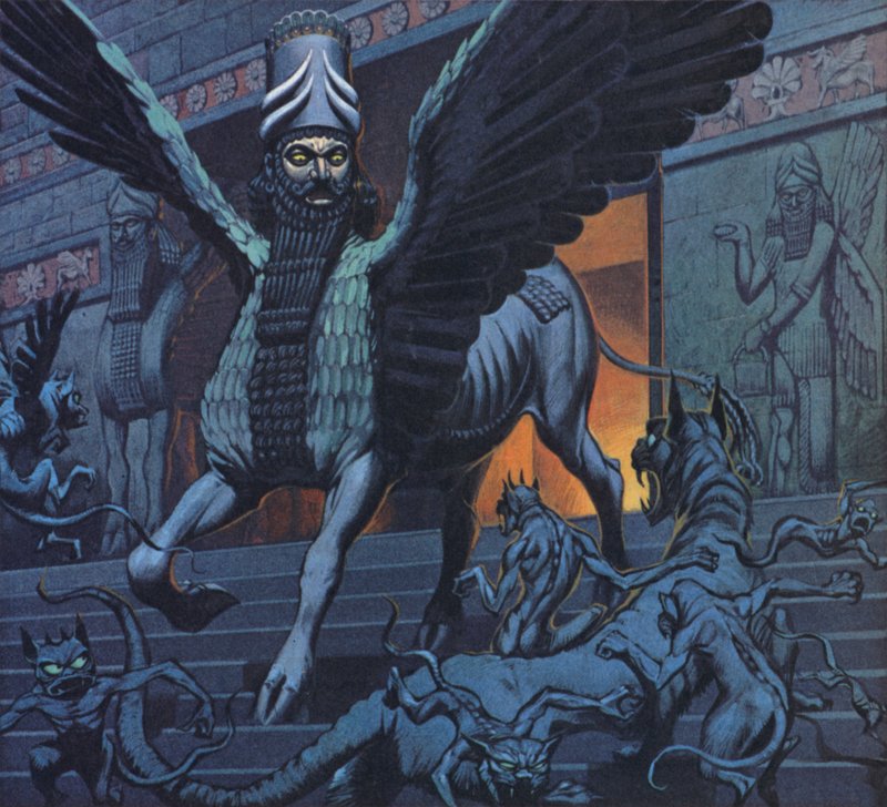 El Lamassu (litografía en color) de Angus McBride
