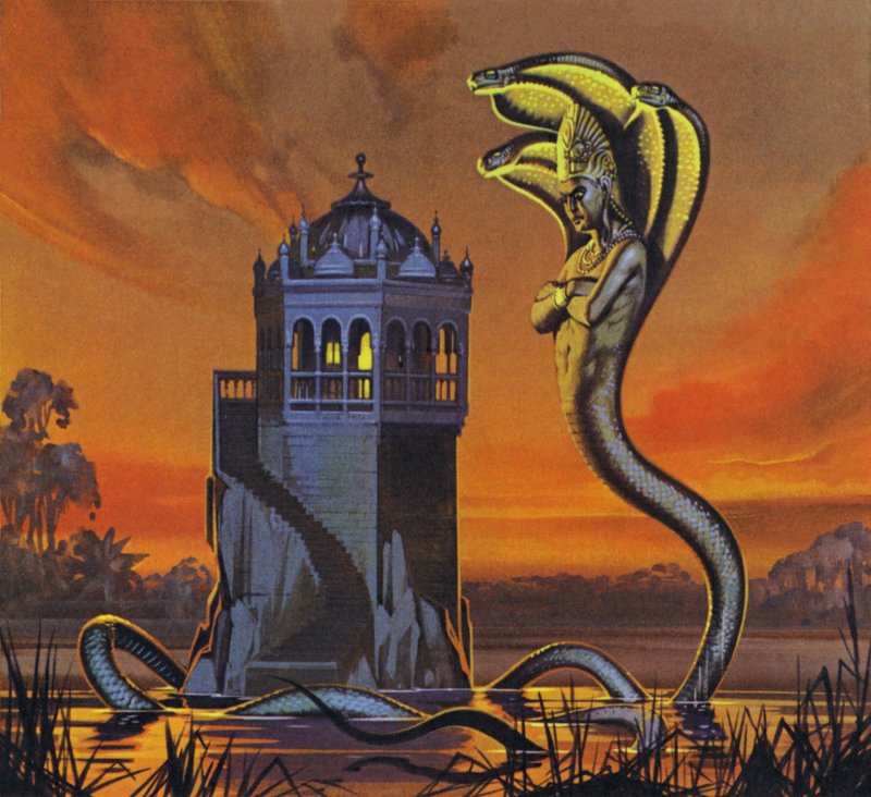 El Rey Naga (litografía en color) de Angus McBride