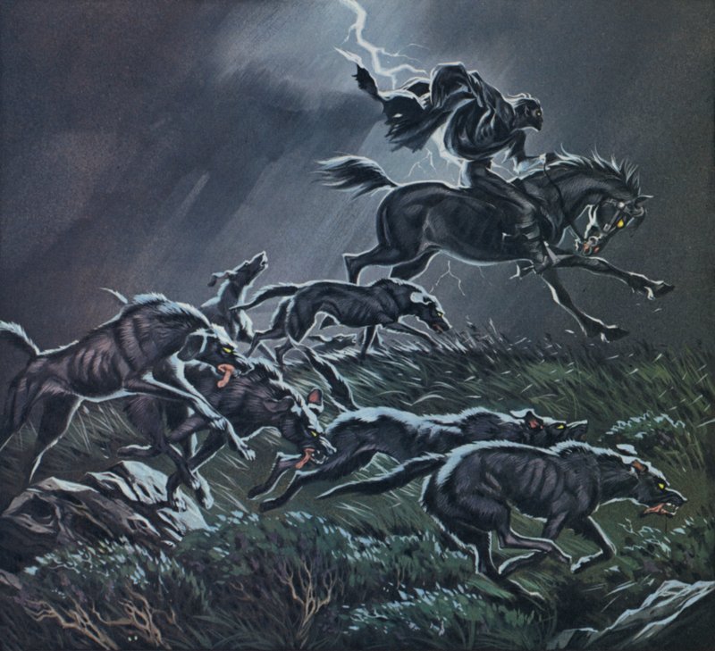 La caza salvaje (litografía en color) de Angus McBride