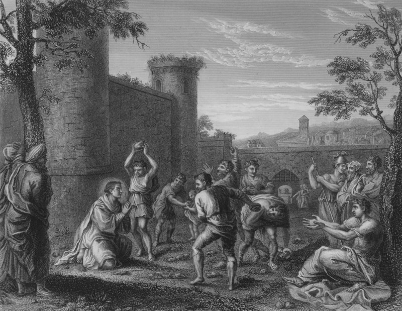 La Lapidación de San Esteban de Annibale (after) Carracci