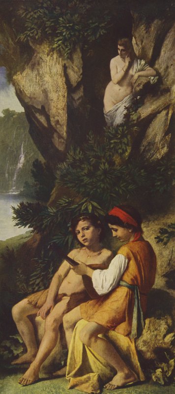 Niñas haciendo música (pintura al óleo) de Anselm Feuerbach