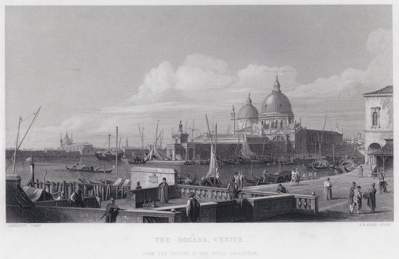 La Dogana, Venecia (grabado) de Antonio (after) Canaletto