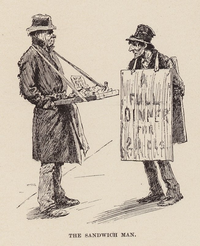 El hombre del bocadillo (grabado) de Arthur Burdett Frost