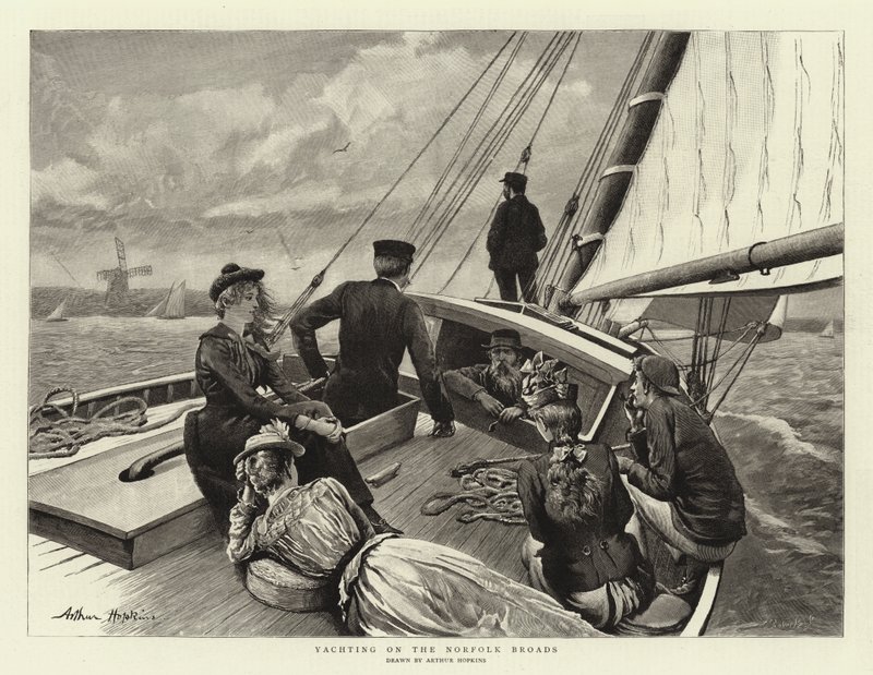 Navegación en los Norfolk Broads de Arthur Hopkins