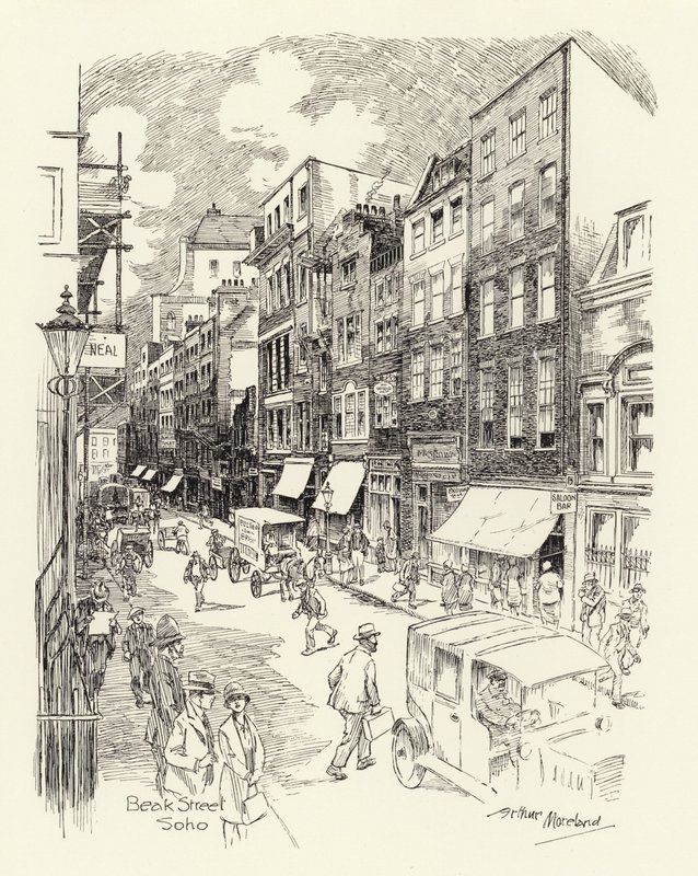 Beak Street, Soho (litografía) de Arthur Moreland