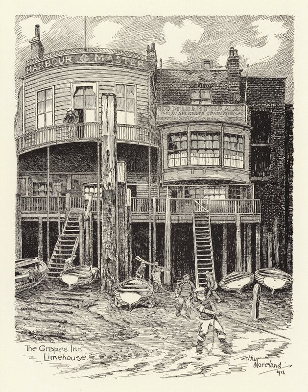 The Grapes Inn, Limehouse (litografía) de Arthur Moreland