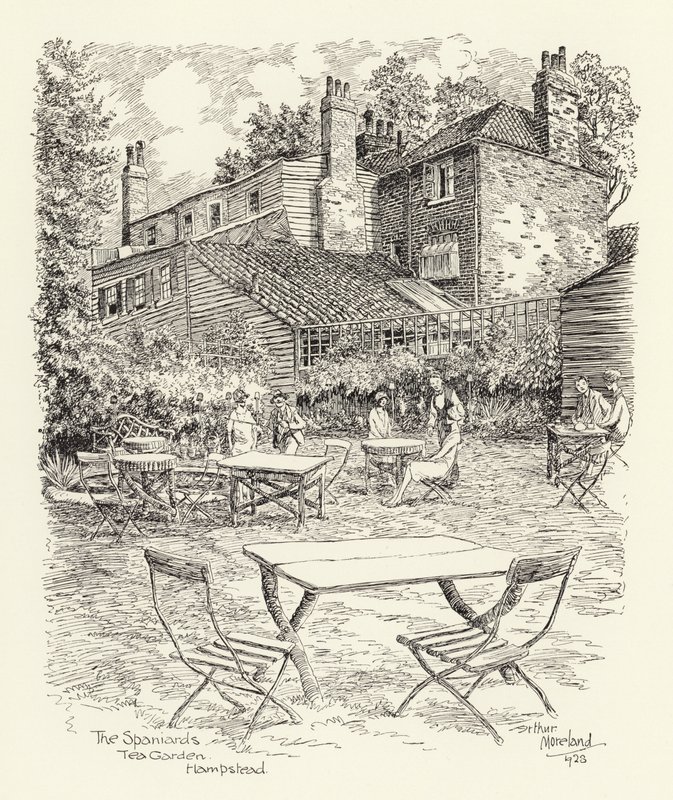 The Spaniards Tea Garden, Hampstead (litografía) de Arthur Moreland