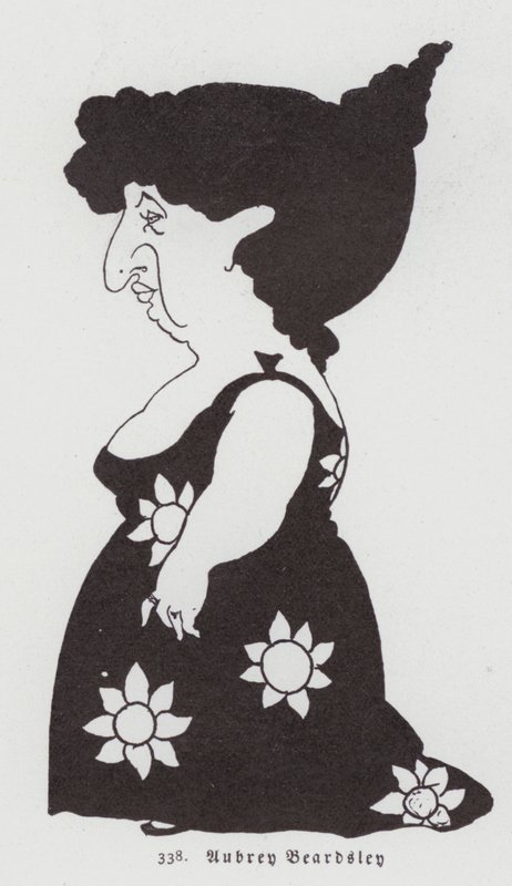 Caricatura de una mujer con un vestido de girasol de Aubrey Beardsley
